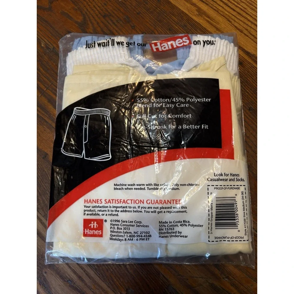 Vintage 1996 Hanes Snap Front Boxers 3 Pack Mens Medium 34-36 Deadstock NOS NIP